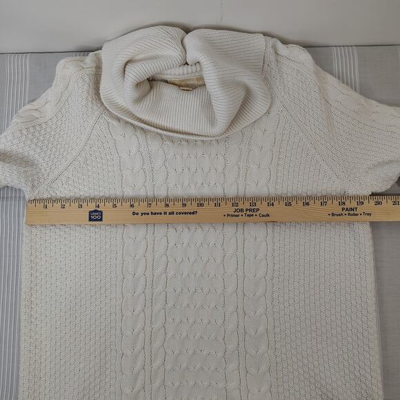 Michael Kors Heavy Cowl Neck Sweater‎ Womens Medium Cream Cable / Waffle Knit - Picture 10 of 15
